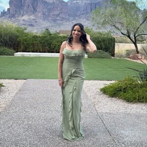 Azazie pistachio Green Maxi Dress